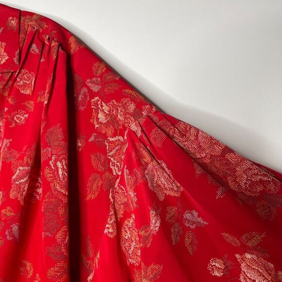 Linda Allard for Ellen Tracy Womens Button Down Shirt Sz M Red Oversized Floral - Picture 10 of 16